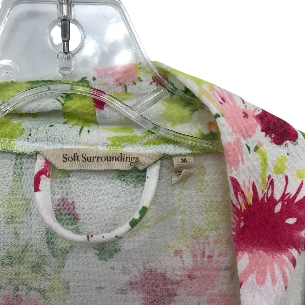 Soft Surroundings Floral Painterly Robe Medium with Tie and Pockets - Picture 3 of 4